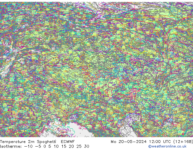 Sıcaklık Haritası 2m Spaghetti ECMWF Pzt 20.05.2024 12 UTC