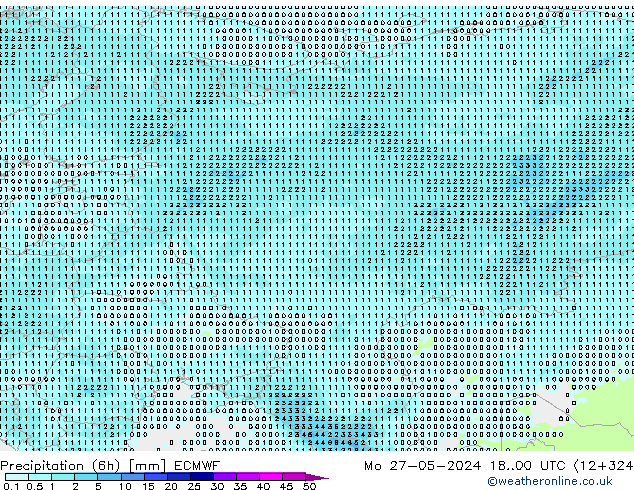 Precipitation (6h) ECMWF Mo 27.05.2024 00 UTC