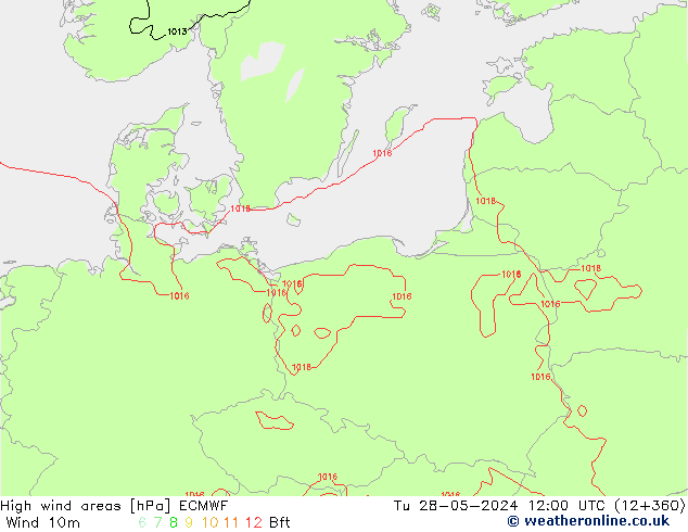 High wind areas ECMWF Ter 28.05.2024 12 UTC
