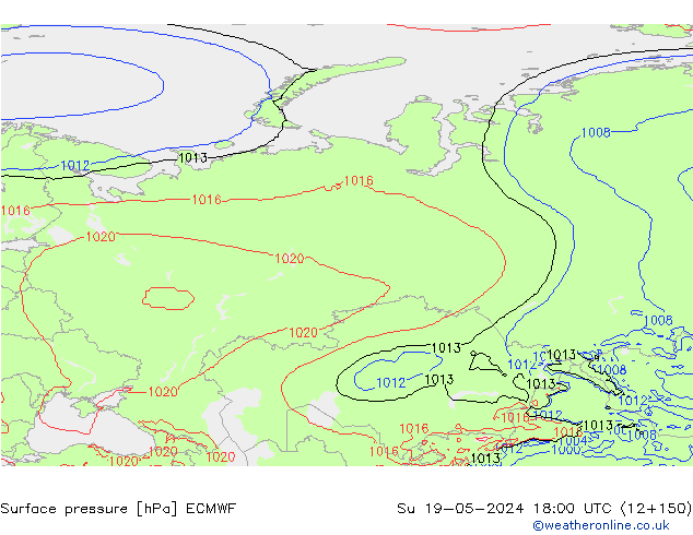 приземное давление ECMWF Вс 19.05.2024 18 UTC