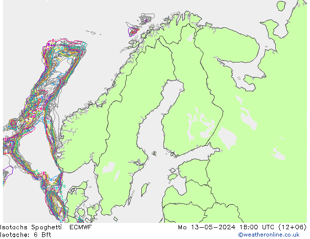 Izotacha Spaghetti ECMWF pon. 13.05.2024 18 UTC