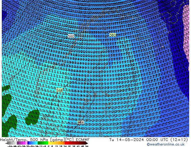 Height/Temp. 500 hPa ECMWF mar 14.05.2024 00 UTC