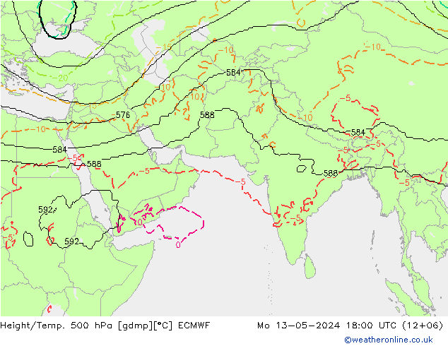 Height/Temp. 500 hPa ECMWF Po 13.05.2024 18 UTC