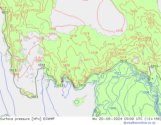Atmosférický tlak ECMWF Po 20.05.2024 00 UTC