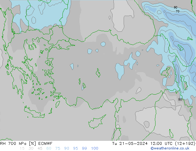 RH 700 hPa ECMWF mar 21.05.2024 12 UTC