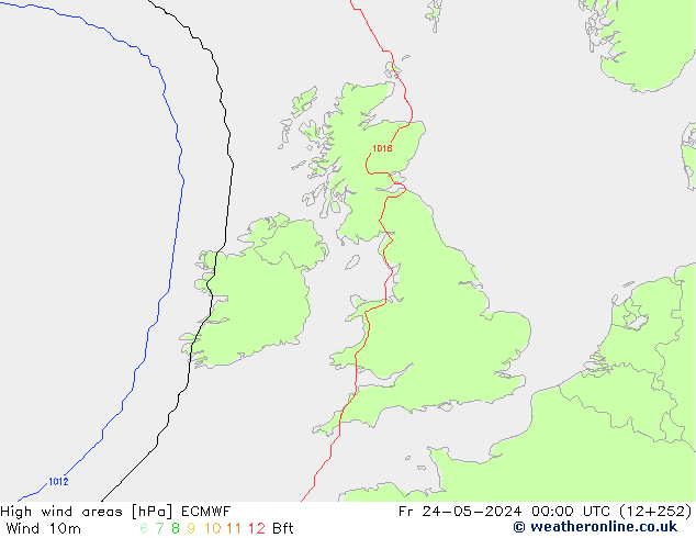 High wind areas ECMWF  24.05.2024 00 UTC