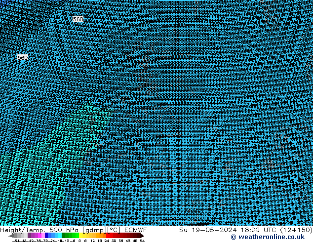 Height/Temp. 500 hPa ECMWF Su 19.05.2024 18 UTC