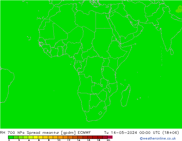 RV 700 hPa Spread ECMWF di 14.05.2024 00 UTC