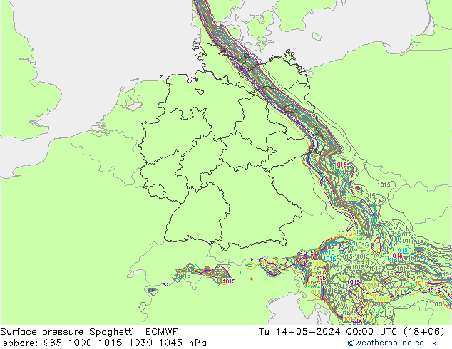 Presión superficial Spaghetti ECMWF mar 14.05.2024 00 UTC