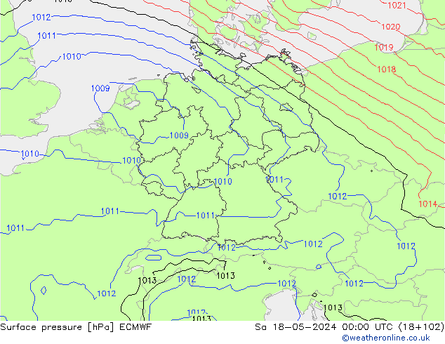 地面气压 ECMWF 星期六 18.05.2024 00 UTC