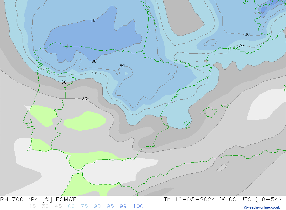 700 hPa Nispi Nem ECMWF Per 16.05.2024 00 UTC