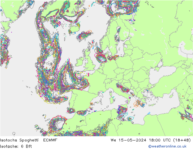Isotachs Spaghetti ECMWF  15.05.2024 18 UTC