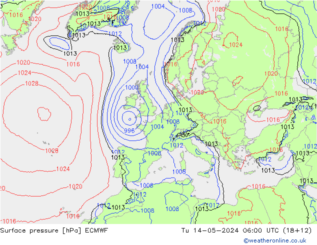 ciśnienie ECMWF wto. 14.05.2024 06 UTC