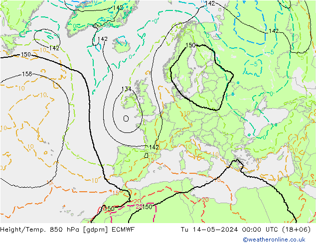 Height/Temp. 850 hPa ECMWF  14.05.2024 00 UTC