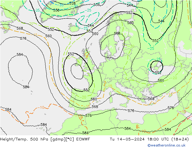 Yükseklik/Sıc. 500 hPa ECMWF Sa 14.05.2024 18 UTC