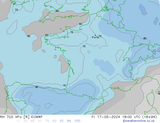RH 700 hPa ECMWF ven 17.05.2024 18 UTC