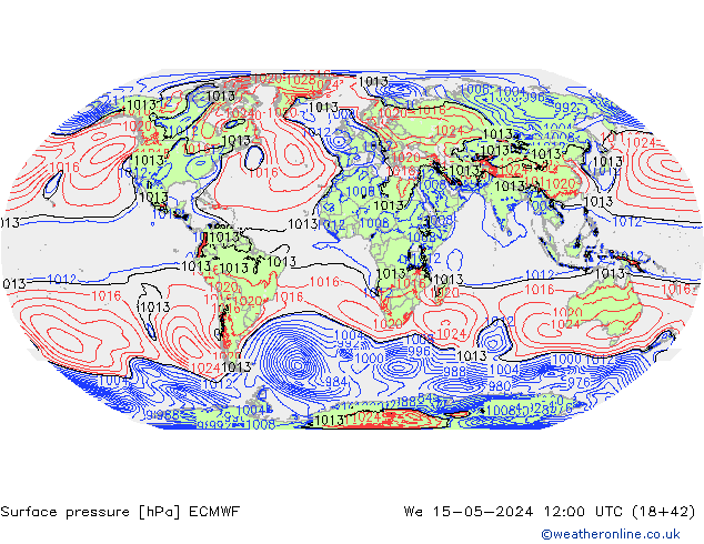 pressão do solo ECMWF Qua 15.05.2024 12 UTC