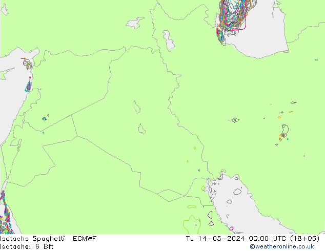 Isotachs Spaghetti ECMWF Tu 14.05.2024 00 UTC