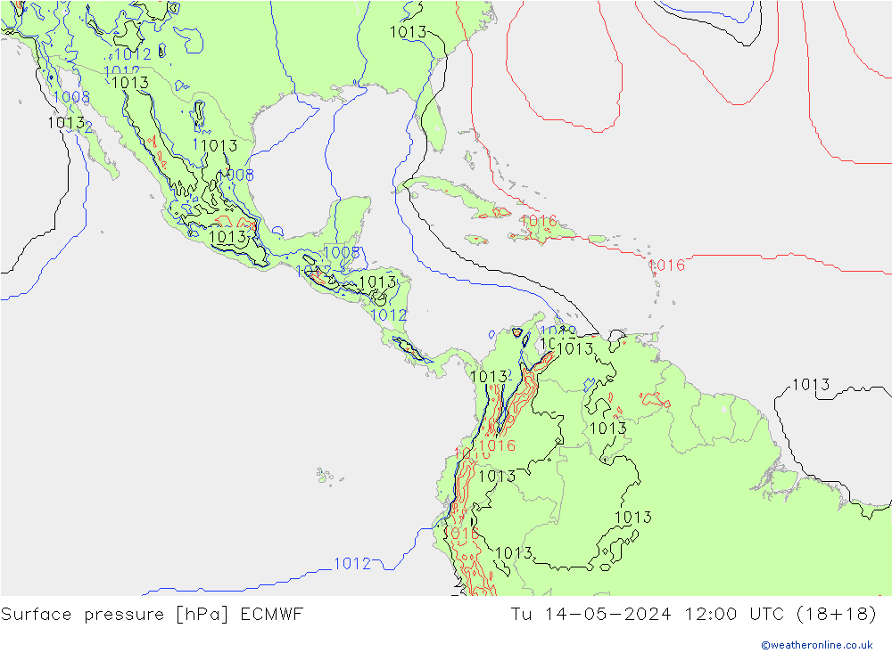 Presión superficial ECMWF mar 14.05.2024 12 UTC