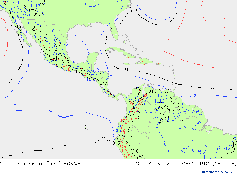 Surface pressure ECMWF Sa 18.05.2024 06 UTC