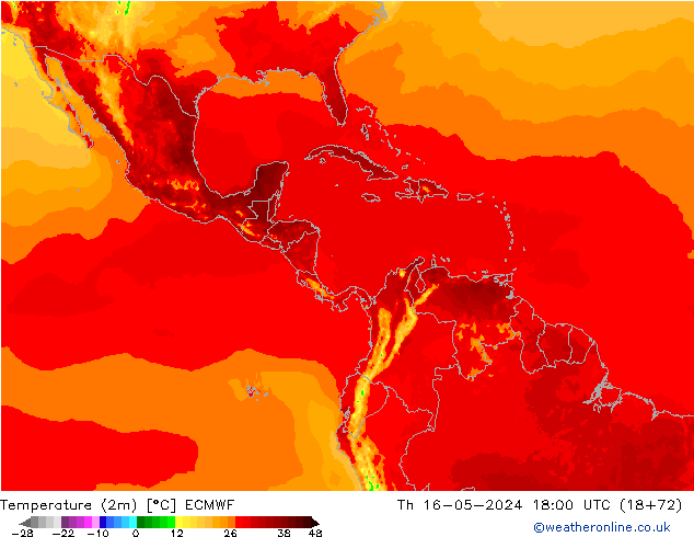 Temperature (2m) ECMWF Th 16.05.2024 18 UTC