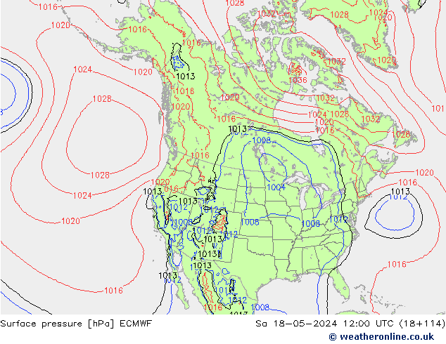 Surface pressure ECMWF Sa 18.05.2024 12 UTC