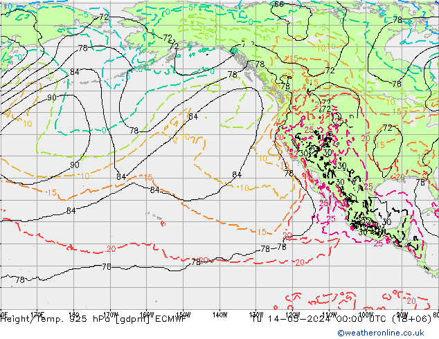Hoogte/Temp. 925 hPa ECMWF di 14.05.2024 00 UTC