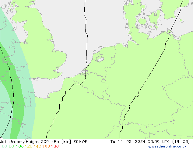 Straalstroom ECMWF di 14.05.2024 00 UTC