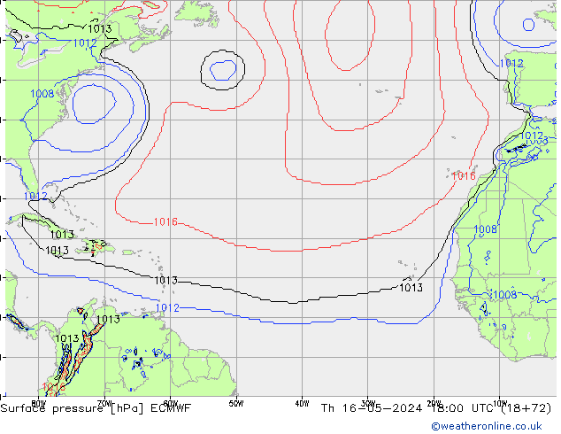 Luchtdruk (Grond) ECMWF do 16.05.2024 18 UTC