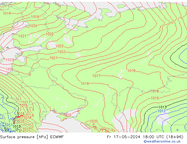 Bodendruck ECMWF Fr 17.05.2024 18 UTC