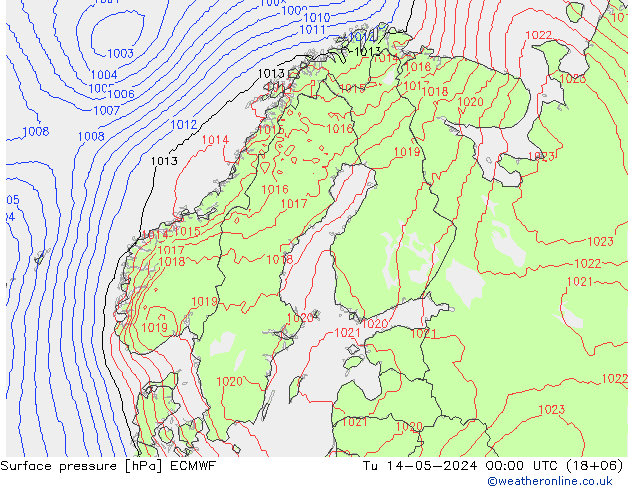 pressão do solo ECMWF Ter 14.05.2024 00 UTC