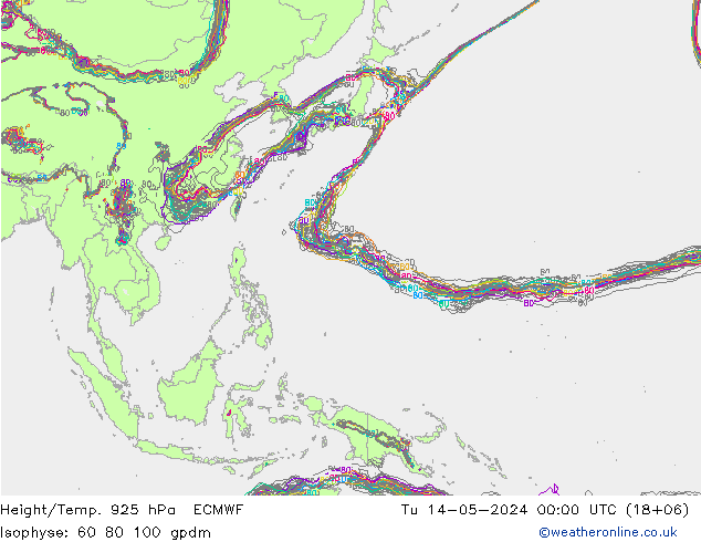 Height/Temp. 925 hPa ECMWF  14.05.2024 00 UTC