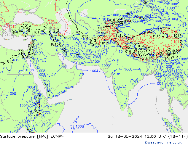 地面气压 ECMWF 星期六 18.05.2024 12 UTC