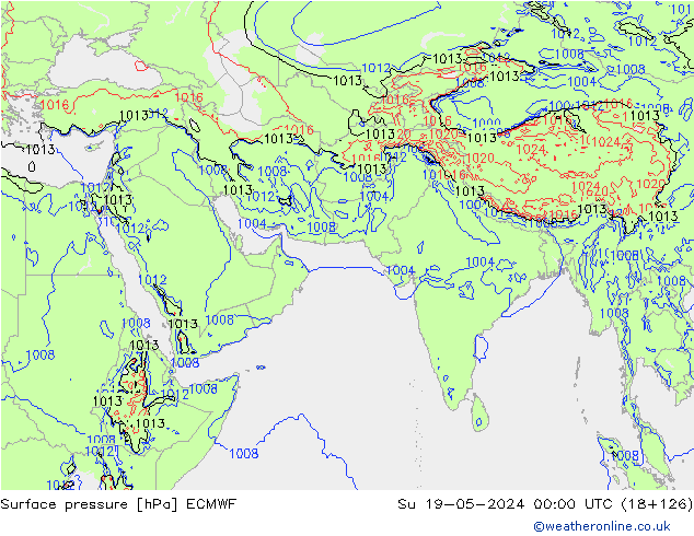 приземное давление ECMWF Вс 19.05.2024 00 UTC