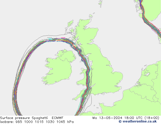 Yer basıncı Spaghetti ECMWF Pzt 13.05.2024 18 UTC