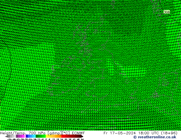 Height/Temp. 700 hPa ECMWF Fr 17.05.2024 18 UTC
