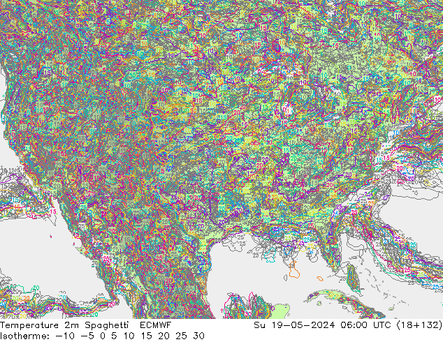 Sıcaklık Haritası 2m Spaghetti ECMWF Paz 19.05.2024 06 UTC