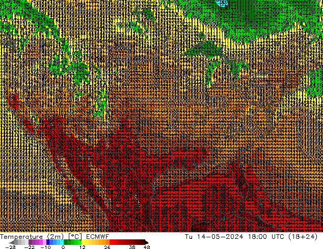 Sıcaklık Haritası (2m) ECMWF Sa 14.05.2024 18 UTC