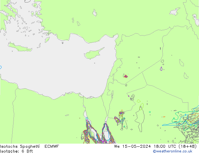 Eşrüzgar Hızları Spaghetti ECMWF Çar 15.05.2024 18 UTC