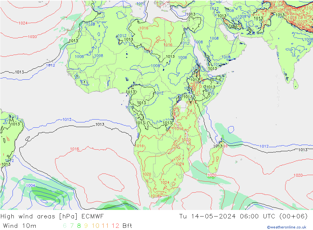 High wind areas ECMWF Tu 14.05.2024 06 UTC