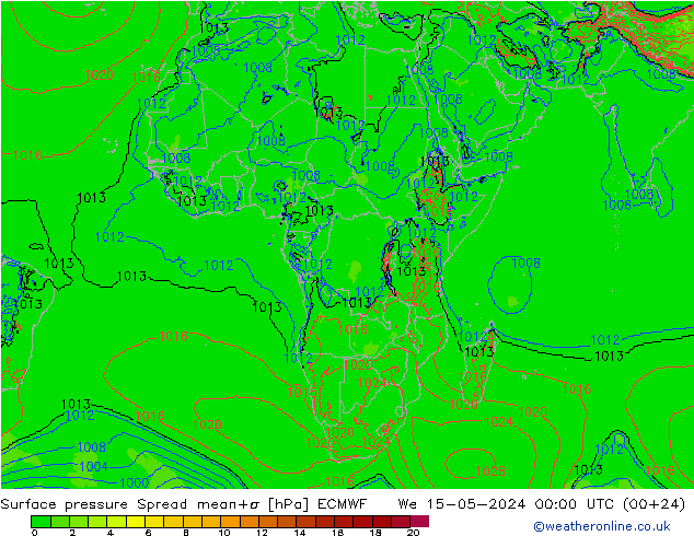 pression de l'air Spread ECMWF mer 15.05.2024 00 UTC