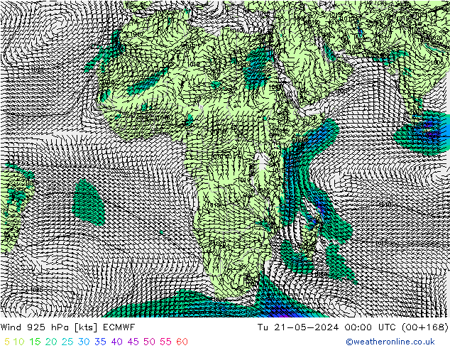 Wind 925 hPa ECMWF di 21.05.2024 00 UTC
