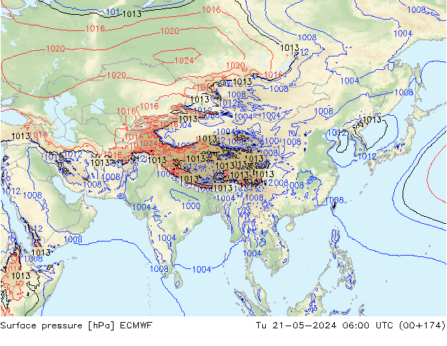 приземное давление ECMWF вт 21.05.2024 06 UTC