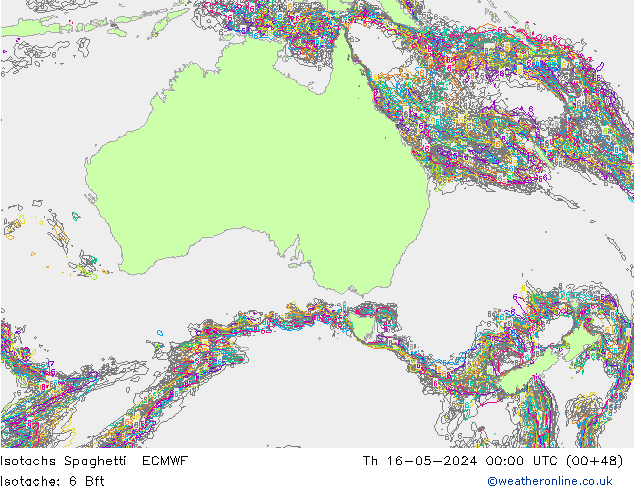 Isotachs Spaghetti ECMWF Čt 16.05.2024 00 UTC