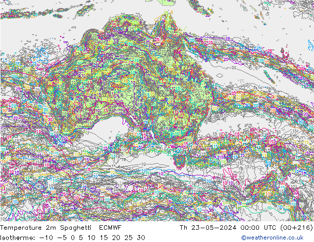 Temperatuurkaart Spaghetti ECMWF do 23.05.2024 00 UTC