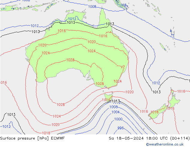 Surface pressure ECMWF Sa 18.05.2024 18 UTC