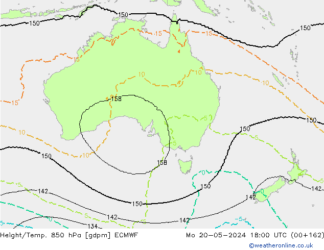Yükseklik/Sıc. 850 hPa ECMWF Pzt 20.05.2024 18 UTC