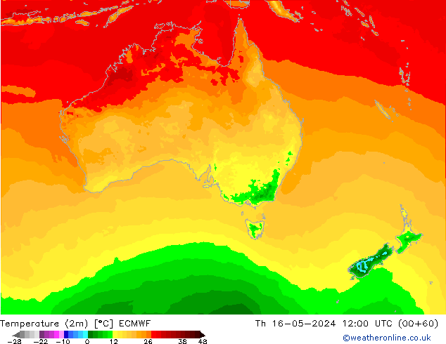 Temperature (2m) ECMWF Th 16.05.2024 12 UTC