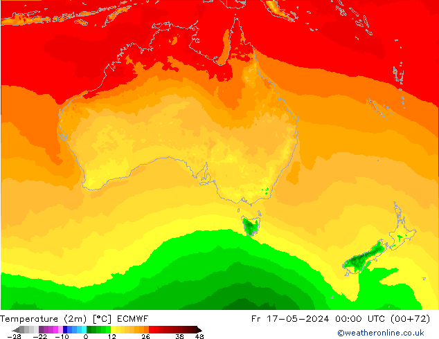 Temperatura (2m) ECMWF ven 17.05.2024 00 UTC