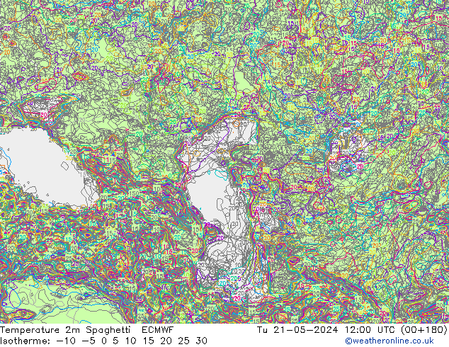 Temperatura 2m Spaghetti ECMWF mar 21.05.2024 12 UTC